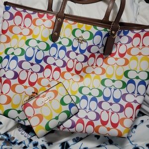 ✨Reversible PRIDE 🌈Coach Tote and matching wallet.